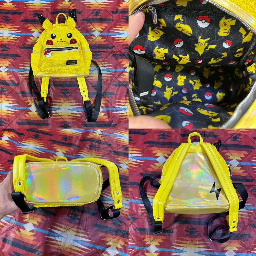 Loungefly Pokemon Sequin Pikachu Yellow Mini Backpack Pokeball